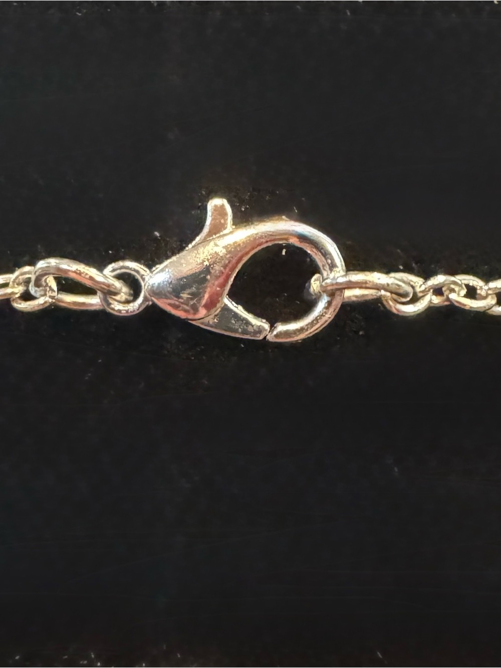 Vintage Lapis Lazuli Stone Pendant Necklace—SilverTone setting, chain, & clasp - Picture 8 of 8